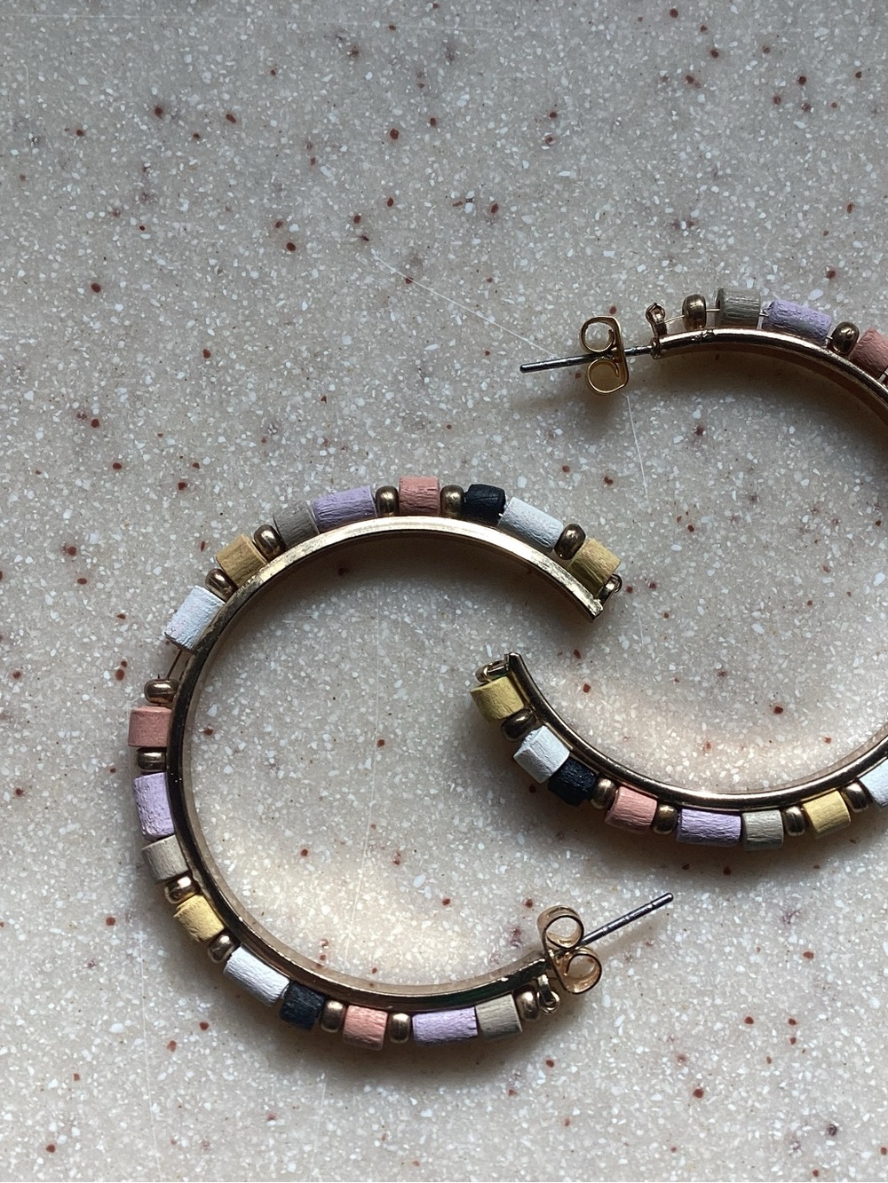 Multicolor Beaded Hoop Earrings by